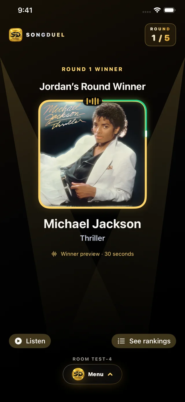 Song Champion results celebrating the winning track